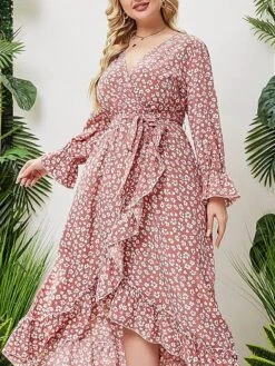 Women's Plus Size Curve Work Dress Swing Dress Semi Formal Dress Fashion Midi Dress Lace Up Ruffle V Neck Long Sleeve Floral Loose Fit Pink Fall Winter L XL XXL 3XL 4XL 10 Women's Plus Size Curve Work Dress Swing Dress Semi Formal Dress Fashion Midi Dress Lace Up Ruffle V Neck Long Sleeve Floral Loose Fit Pink Fall Winter L XL XXL 3XL 4XL -Casual Print Dress Sales ksndnl1693300510014