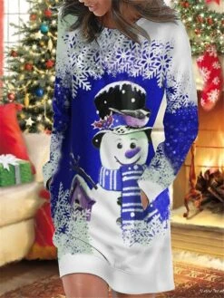 Women's Christmas Casual Dress Sweatshirt Dress Mini Dress Warm Fashion OutdoorHoliday Crew Neck Pocket Print Snowman Snowflake Loose Fit Red Purple Green S M L XL XXL 5 Women's Christmas Casual Dress Sweatshirt Dress Mini Dress Warm Fashion OutdoorHoliday Crew Neck Pocket Print Snowman Snowflake Loose Fit Red Purple Green S M L XL XXL -Casual Print Dress Sales ktioxd1695644539248