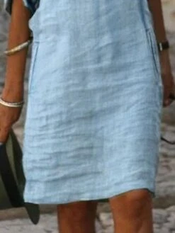 Women's Casual Dress Shift Dress Denim Shirt Dress Midi Dress Denim Fashion Modern Outdoor Daily Vacation V Neck Rolled Cuff Half Sleeve Summer Spring Fall 2023 Loose Fit Blue Plain S M L XL 2XL -Casual Print Dress Sales kubdzn1683886839307