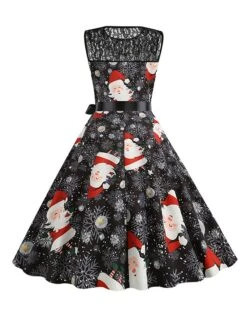 Women‘s Christmas Retro 1950s Vintage Dress Midi Dress Party Patchwork Bow Santa Claus Crew Neck Sleeveless Regular Fit Fall Winter 2023 Black White S M L XL 23 Women‘s Christmas Retro 1950s Vintage Dress Midi Dress Party Patchwork Bow Santa Claus Crew Neck Sleeveless Regular Fit Fall Winter 2023 Black White S M L XL -Casual Print Dress Sales kuehhf1694501419334