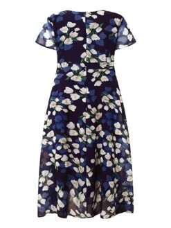 Women‘s Plus Size Curve Casual Dress Swing Dress A Line Dress Floral Long Dress Maxi Dress Short Sleeve Mesh Print Crew Neck Elegant Daily Dark Blue Summer Spring L XL XXL 3XL 4XL -Casual Print Dress Sales kukwtr1684146501542