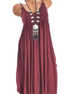 Women's Casual Dress Swing Dress Midi Dress Light Blue Wine Black Sleeveless Pure Color Summer Spring Cold Shoulder Casual Daily 2023 S M L XL 2XL 3XL 4XL 5XL