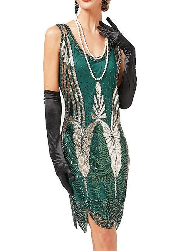 Women's Retro 1920s Sequin Dress Midi Dress Party Halloween Sequins Patchwork Leaf Deep U Sleeveless Regular Fit Spring Fall 2023 Pink Red XS S M L 6 Women's Retro 1920s Sequin Dress Midi Dress Party Halloween Sequins Patchwork Leaf Deep U Sleeveless Regular Fit Spring Fall 2023 Pink Red XS S M L - Image 6