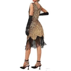 Women's Retro 1920s Fringe Dress Midi Dress Party Halloween Sequins Tassel Fringe Floral V Neck Sleeveless Regular Fit Spring Fall 2023 Black Pink XS S M L -Casual Print Dress Sales kyqvjh1692612022953