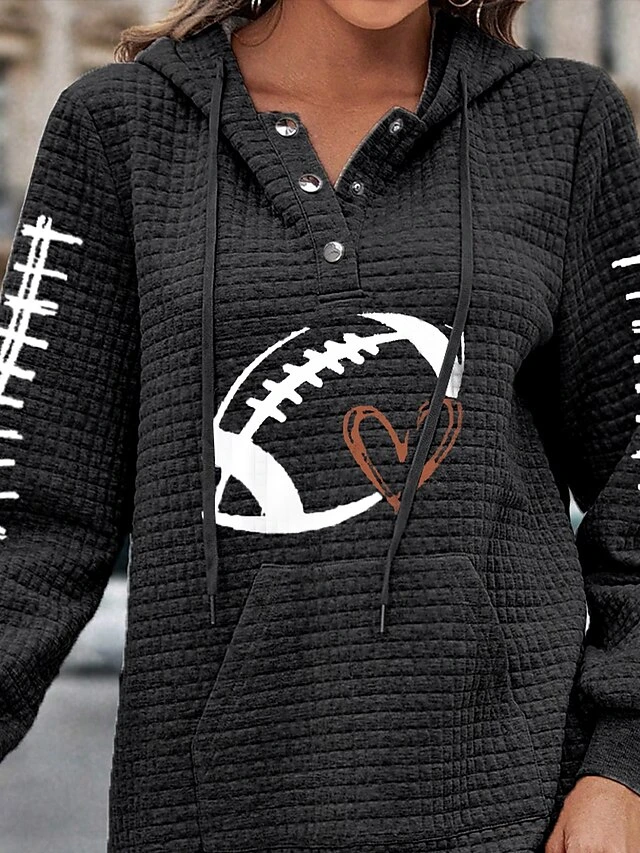 Women's Casual Dress Hoodie Dress Winter Dress Geometric Football Button Pocket Hooded Mini Dress Fashion Streetwear Outdoor Daily Long Sleeve Loose Fit Black Pink Red Fall Winter S M L XL XXL 3 Women's Casual Dress Hoodie Dress Winter Dress Geometric Football Button Pocket Hooded Mini Dress Fashion Streetwear Outdoor Daily Long Sleeve Loose Fit Black Pink Red Fall Winter S M L XL XXL - Image 3