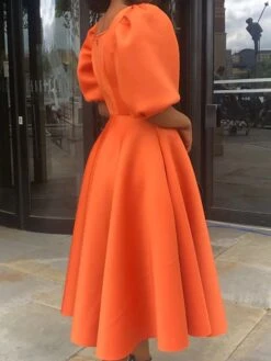 Women‘s Plus Size Curve Party Dress Solid Color Square Neck Short Sleeve Spring Fall Formal Prom Dress Midi Dress Party Going Out Dress -Casual Print Dress Sales kzfdhv1659089284434