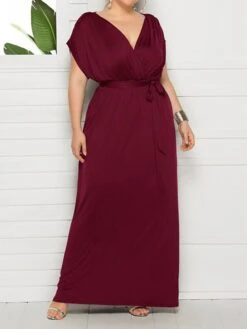 Women's Plus Size Curve Party Dress Sheath Dress Formal Dress Maxi Dress White Wine Royal Blue Short Sleeve Pure Color Lace Up Spring Fall Autumn V Neck Fashion Birthday Wedding Guest Vacation 28 Women's Plus Size Curve Party Dress Sheath Dress Formal Dress Maxi Dress White Wine Royal Blue Short Sleeve Pure Color Lace Up Spring Fall Autumn V Neck Fashion Birthday Wedding Guest Vacation -Casual Print Dress Sales lamfvq1692178806697
