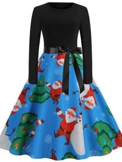 Women's Christmas Vintage Dress Green Black Light Red Red Light Blue Long Sleeve Print Print Winter Fall Crew Neck Vintage 2022 S M L XL 2XL 3XL 11 Women's Christmas Vintage Dress Green Black Light Red Red Light Blue Long Sleeve Print Print Winter Fall Crew Neck Vintage 2022 S M L XL 2XL 3XL -Casual Print Dress Sales lcldfz1667467148037