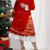 Women's Plus Size Curve Casual Dress Dress Set Two Piece Dress Christmas Tree Midi Dress Long Sleeve Print Crew Neck Fashion Outdoor Wine Red Fall Winter L XL XXL 3XL 4XL