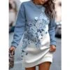 Women's Casual Dress Sweatshirt Dress Mini Dress Warm Fashion Outdoor Holiday Vacation Crew Neck Print Floral Geometric Loose Fit Yellow Pink Royal Blue S M L XL XXL