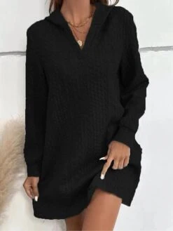 Women's Hoodie Dress Casual Dress Mini Dress Fashion Daily Outdoor Holiday Vacation Hoodie Knit Solid Color Loose Fit Black Red Blue S M L XL XXL -Casual Print Dress Sales lgtyqt1697541639270