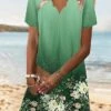 Women's Casual Dress Summer Dress Print Dress Floral Ombre Print Scalloped Neck Mini Dress Active Fashion Outdoor Daily Short Sleeve Regular Fit Black Blue Green Summer Spring S M L XL XXL