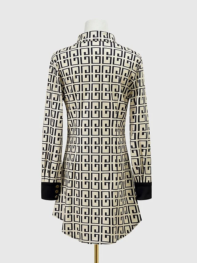 Women's Shirt Dress Casual Dress Sheath Dress Mini Dress Outdoor Daily Date Cotton Polyester Fashion Modern Shirt Collar Patchwork Button Long Sleeve Fall 2023 Regular Fit Blue Khaki Letter S M L XL 9 Women's Shirt Dress Casual Dress Sheath Dress Mini Dress Outdoor Daily Date Cotton Polyester Fashion Modern Shirt Collar Patchwork Button Long Sleeve Fall 2023 Regular Fit Blue Khaki Letter S M L XL - Image 9