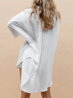 Women's Swimwear Cover Up Beach Top Swim Dress Normal Swimsuit Oversized Solid Color White Shirt Blouse Bathing Suits New Fashion Casual 16 Women's Swimwear Cover Up Beach Top Swim Dress Normal Swimsuit Oversized Solid Color White Shirt Blouse Bathing Suits New Fashion Casual -Casual Print Dress Sales ljlkpz1651127088700