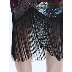 Women's Retro 1920s Fringe Dress Midi Dress Party Halloween Sequins Tassel Fringe Floral V Neck Short Sleeve Regular Fit Spring Fall 2023 Black Red S M L XL -Casual Print Dress Sales lmhyak1692849729865