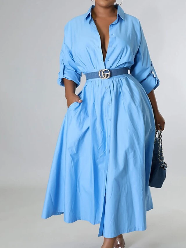 Women's Casual Dress Swing Dress Long Dress Maxi Dress Blue Yellow Orange Long Sleeve Pure Color Pocket Winter Fall Autumn Shirt Collar Winter Dress Weekend Fall Dress Loose Fit 2023 S M L XL XXL 7 Women's Casual Dress Swing Dress Long Dress Maxi Dress Blue Yellow Orange Long Sleeve Pure Color Pocket Winter Fall Autumn Shirt Collar Winter Dress Weekend Fall Dress Loose Fit 2023 S M L XL XXL - Image 7