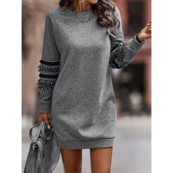 Women's Casual Dress Sweatshirt Dress Winter Dress Mini Dress Ruched Patchwork Street Daily Holiday Fashion Streetwear Crew Neck Long Sleeve 2023 Loose Fit Grey Color S M L XL Size 7 Women's Casual Dress Sweatshirt Dress Winter Dress Mini Dress Ruched Patchwork Street Daily Holiday Fashion Streetwear Crew Neck Long Sleeve 2023 Loose Fit Grey Color S M L XL Size -Casual Print Dress Sales lnfcpm1692162752737