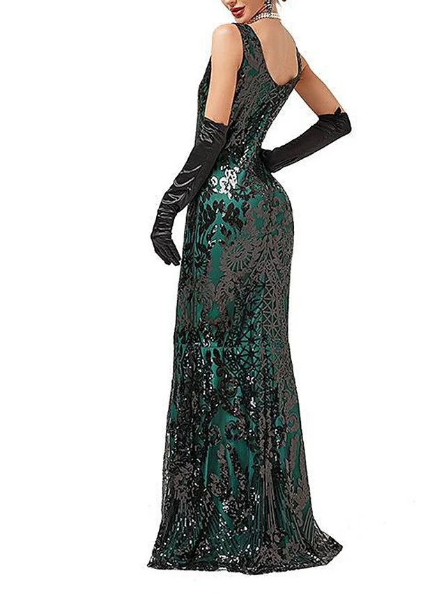 Women's Retro 1920s Sequin Dress Long Dress Maxi Dress Party Halloween Sequins Patchwork Floral Deep U Sleeveless Regular Fit Spring Fall 2023 Red Gold XS S M L 6 Women's Retro 1920s Sequin Dress Long Dress Maxi Dress Party Halloween Sequins Patchwork Floral Deep U Sleeveless Regular Fit Spring Fall 2023 Red Gold XS S M L - Image 6