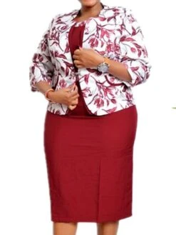 Women‘s Plus Size Curve Work Dress Floral Crew Neck 3/4 Length Sleeve Spring Fall Work Elegant Knee Length Dress Work Work Dress Dress Dress Set -Casual Print Dress Sales loctbe1664268239990