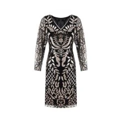 Women's Retro 1920s Sequin Dress Midi Dress Party Halloween Sequins Patchwork Leaf V Neck Long Sleeve Regular Fit Spring Fall 2023 Black Gold S M L XL 12 Women's Retro 1920s Sequin Dress Midi Dress Party Halloween Sequins Patchwork Leaf V Neck Long Sleeve Regular Fit Spring Fall 2023 Black Gold S M L XL -Casual Print Dress Sales lorbod1692616077491