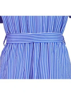 Women's Shirt Dress Maxi Long Dress Daily Vacation Polyester Casual Shirt Collar Lace Up Button Short Sleeve Summer Spring 2022 Regular Fit Blue Green Striped S M L XL -Casual Print Dress Sales lprkxl1693289088261