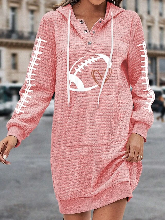 Women's Casual Dress Hoodie Dress Winter Dress Geometric Football Button Pocket Hooded Mini Dress Fashion Streetwear Outdoor Daily Long Sleeve Loose Fit Black Pink Red Fall Winter S M L XL XXL 8 Women's Casual Dress Hoodie Dress Winter Dress Geometric Football Button Pocket Hooded Mini Dress Fashion Streetwear Outdoor Daily Long Sleeve Loose Fit Black Pink Red Fall Winter S M L XL XXL - Image 8