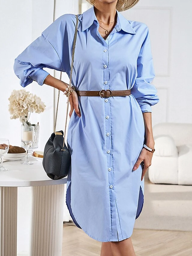 Women's Casual Dress Work Dress Shift Dress Mini Dress Outdoor Office Business Cotton Classic Modern Shirt Collar Button Pocket Long Sleeve Summer Spring Fall 2023 Loose Fit Black White Blue Pure 17 Women's Casual Dress Work Dress Shift Dress Mini Dress Outdoor Office Business Cotton Classic Modern Shirt Collar Button Pocket Long Sleeve Summer Spring Fall 2023 Loose Fit Black White Blue Pure - Image 17