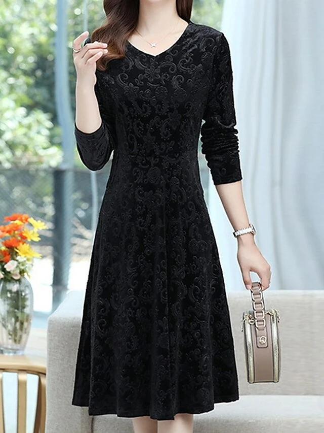 Women's Christmas Dress Casual Dress Velvet Dress Midi Dress Pocket Outdoor Christmas Street Fashion Elegant V Neck Long Sleeve 2023 Loose Fit Black Wine Blue Color XL XXL 3XL 4XL 5XL Size 7 Women's Christmas Dress Casual Dress Velvet Dress Midi Dress Pocket Outdoor Christmas Street Fashion Elegant V Neck Long Sleeve 2023 Loose Fit Black Wine Blue Color XL XXL 3XL 4XL 5XL Size - Image 7