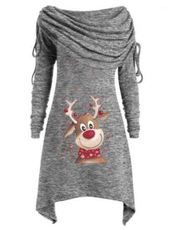 Women‘s Plus Size Christmas Tops Hoodie Sweatshirt Tree Color Gradient Print Long Sleeve Hooded Streetwear Daily Polyester Fall Winter Black -Casual Print Dress Sales lroppg1670553585607