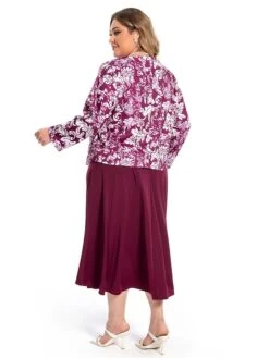 Women‘s Plus Size Curve Dress Set Print Crew Neck Long Sleeve Spring Fall Elegant Maxi Long Dress Formal Party Dress -Casual Print Dress Sales lsdsot1694769840432