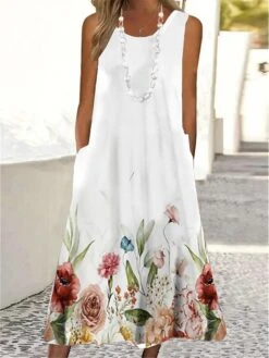 Women's Casual Dress Tank Dress Summer Dress Floral Ditsy Floral Pocket Print Crew Neck Midi Dress Active Fashion Outdoor Daily Sleeveless Regular Fit White Wine Red Summer Spring S M L XL XXL 10 Women's Casual Dress Tank Dress Summer Dress Floral Ditsy Floral Pocket Print Crew Neck Midi Dress Active Fashion Outdoor Daily Sleeveless Regular Fit White Wine Red Summer Spring S M L XL XXL -Casual Print Dress Sales luriul1689073138627