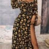 Women's Long Dress Maxi Dress Casual Dress Floral Dress Floral Casual Daily Holiday Vacation Split Print Long Sleeve Square Neck Dress Regular Fit White Blue Purple Summer Spring S M L XL