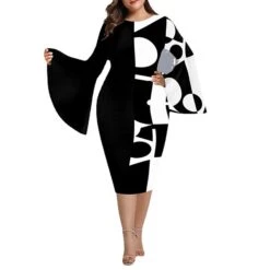 Women‘s Plus Size Curve Party Dress Geometric V Neck Print Long Sleeve Fall Winter Work Casual Prom Dress Knee Length Dress Casual Daily Dress -Casual Print Dress Sales lwfplj1639471885206