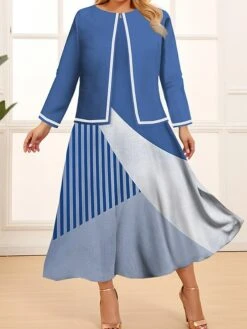 Women's Plus Size Curve Two Piece Dress Set Casual Dress Swing Dress Outdoor Office Fashion Streetwear Print Midi Dress Crew Neck Long Sleeve Geometric Color Block Wine Blue Khaki Spring Fall L 7 Women's Plus Size Curve Two Piece Dress Set Casual Dress Swing Dress Outdoor Office Fashion Streetwear Print Midi Dress Crew Neck Long Sleeve Geometric Color Block Wine Blue Khaki Spring Fall L -Casual Print Dress Sales lwhcde1691723056883