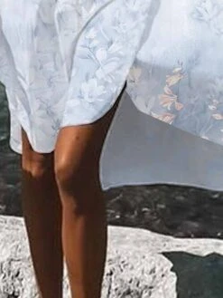 Women's Shirt Dress Casual Dress Swing Dress Mini Dress Outdoor Daily Vacation Polyester Fashion Casual Shirt Collar Button Print Long Sleeve Summer Spring Fall 2023 Loose Fit White Blue Floral S M L -Casual Print Dress Sales lxpgfb1680164323127