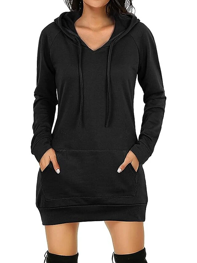 Women's Casual Dress Hoodie Dress Winter Dress Mini Dress Pocket Outdoor Daily Going Out Active Fashion Hooded Long Sleeve 2023 Loose Fit Black Red Navy Blue Color S M L XL XXL Size 6 Women's Casual Dress Hoodie Dress Winter Dress Mini Dress Pocket Outdoor Daily Going Out Active Fashion Hooded Long Sleeve 2023 Loose Fit Black Red Navy Blue Color S M L XL XXL Size - Image 6