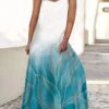 Women‘s Plus Size Curve Casual Dress Swing Dress Tank Dress Graphic Gradient Long Dress Maxi Dress Sleeveless Print V Neck Modern Daily Blue Fuchsia Summer Spring L XL XXL 3XL 4XL