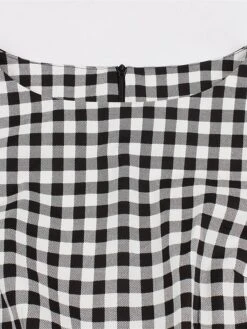 Women's Plus Size Retro 1950s Vintage Dress Midi Dress Daily Holiday With Belt Print Plaid Crew Neck Short Sleeve Regular Fit Spring Fall 2023 Black XL XXL 3XL 4XL -Casual Print Dress Sales mbysxw1693533787982