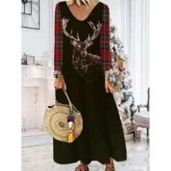 Women's Christmas Casual Dress Shift DressMaxi Long Dress Purple Wine Red Brown White Long Sleeve Plaid Santa Claus Elk Print Fall Winter V Neck Vacation Casual 2022 S M L XL XXL 3XL 4XL 5XL 6XL 26 Women's Christmas Casual Dress Shift DressMaxi Long Dress Purple Wine Red Brown White Long Sleeve Plaid Santa Claus Elk Print Fall Winter V Neck Vacation Casual 2022 S M L XL XXL 3XL 4XL 5XL 6XL -Casual Print Dress Sales mcfcia1668238349172