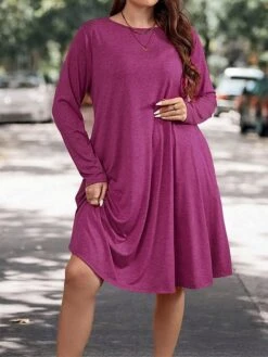 Women's Plus Size Curve Casual Dress Winter Dress T Shirt Dress Tee Dress Solid Color Midi Dress Long Sleeve Pocket Crew Neck Fashion Outdoor Fuchsia Fall Winter XL XXL 3XL 11 Women's Plus Size Curve Casual Dress Winter Dress T Shirt Dress Tee Dress Solid Color Midi Dress Long Sleeve Pocket Crew Neck Fashion Outdoor Fuchsia Fall Winter XL XXL 3XL -Casual Print Dress Sales mdbfgw1697543101105