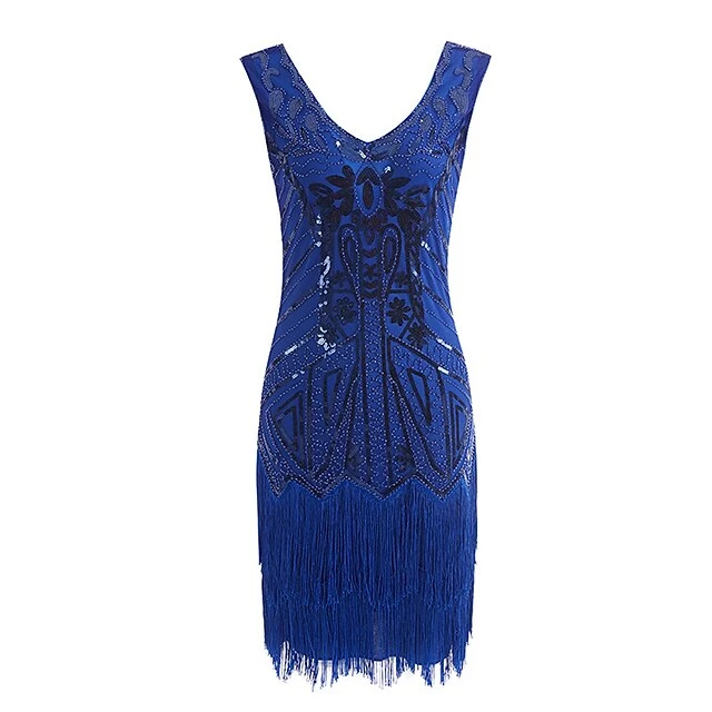 Women's Retro 1920s Fringe Dress Midi Dress Party Halloween Sequins Tassel Fringe Floral V Neck Sleeveless Regular Fit Spring Fall 2023 Silver Red S M L XL 3 Women's Retro 1920s Fringe Dress Midi Dress Party Halloween Sequins Tassel Fringe Floral V Neck Sleeveless Regular Fit Spring Fall 2023 Silver Red S M L XL - Image 3