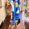 Women's Shirt Dress Casual Dress Maxi Long Dress Outdoor Daily Polyester Fashion Modern Shirt Collar Button Pocket Long Sleeve Summer Spring Fall 2023 Loose Fit Red Blue Geometric Color Block S M L