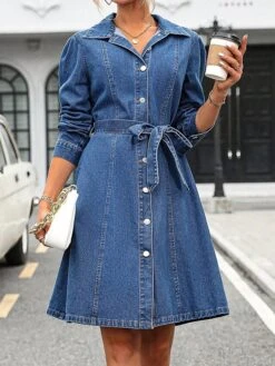 Women's Shirt Dress Casual Dress Mini Dress Outdoor Daily Vacation Denim Fashion Classic Shirt Collar Lace Up Button Long Sleeve Fall Winter 2023 Loose Fit Blue Pure Color XS S M L 8 Women's Shirt Dress Casual Dress Mini Dress Outdoor Daily Vacation Denim Fashion Classic Shirt Collar Lace Up Button Long Sleeve Fall Winter 2023 Loose Fit Blue Pure Color XS S M L -Casual Print Dress Sales medvpp1695644888302
