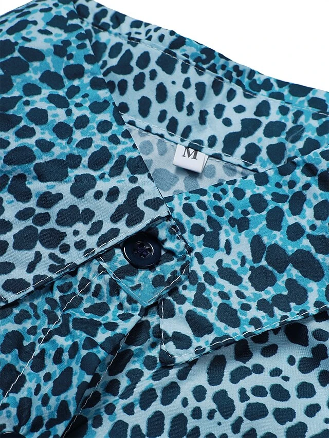 Women's Shirt Dress Short Mini Dress Light Blue Long Sleeve Leopard Button Spring Summer Shirt Collar Stylish Casual Sexy Lantern Sleeve Boom Sale Dress XXL 9 Women's Shirt Dress Short Mini Dress Light Blue Long Sleeve Leopard Button Spring Summer Shirt Collar Stylish Casual Sexy Lantern Sleeve Boom Sale Dress XXL - Image 9