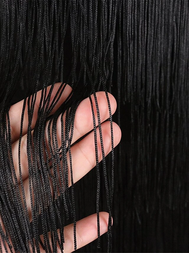 Women‘s Plus Size Curve Prom Dress Party Dress Fringe Dress Long Dress Maxi Dress Black Blue Short Sleeve Pure Color Tassel Fringe Summer Spring Fall Crew Neck Fashion Wedding Guest Vacation 2 Women‘s Plus Size Curve Prom Dress Party Dress Fringe Dress Long Dress Maxi Dress Black Blue Short Sleeve Pure Color Tassel Fringe Summer Spring Fall Crew Neck Fashion Wedding Guest Vacation - Image 2