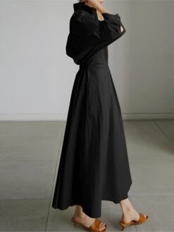 Women's Casual Dress Work Dress Swing Dress Long Dress Maxi Dress Black Green Apricot Long Sleeve Pure Color Pocket Summer Spring Shirt Collar Fashion Office Loose Fit 2023 S M L XL XXL 3XL 4XL 5XL -Casual Print Dress Sales mjetio1671531595480