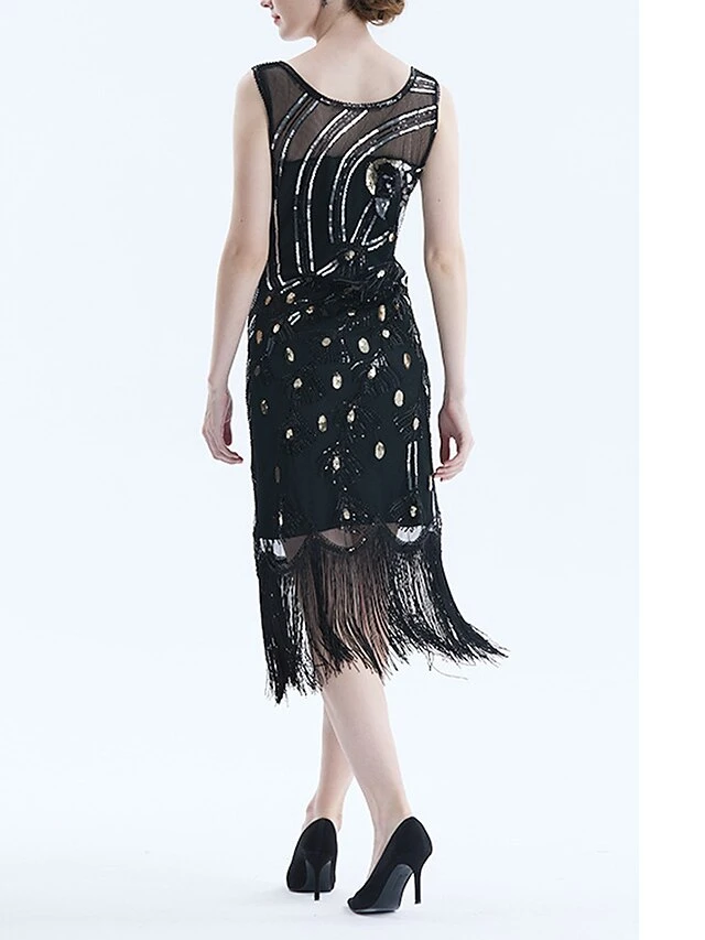 Women's Retro 1920s Fringe Dress Midi Dress Party Holiday Sequins Tassel Fringe Animal Crewneck Sleeveless Regular Fit Spring Fall 2023 Black Red S M L XL 7 Women's Retro 1920s Fringe Dress Midi Dress Party Holiday Sequins Tassel Fringe Animal Crewneck Sleeveless Regular Fit Spring Fall 2023 Black Red S M L XL - Image 7