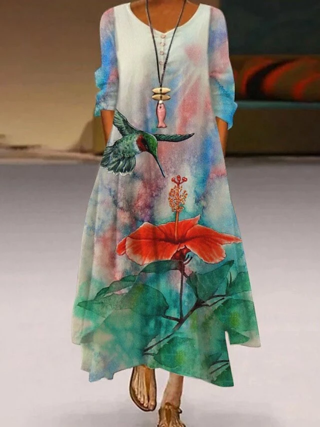 Women's Casual Dress Swing Dress Long Dress Maxi Dress Black White Yellow Long Sleeve Animal Button Summer Spring Crew Neck Casual Winter Dress Fall Dress Loose Fit 2023 S M L XL XXL 3XL 4XL 5XL 11 Women's Casual Dress Swing Dress Long Dress Maxi Dress Black White Yellow Long Sleeve Animal Button Summer Spring Crew Neck Casual Winter Dress Fall Dress Loose Fit 2023 S M L XL XXL 3XL 4XL 5XL - Image 11