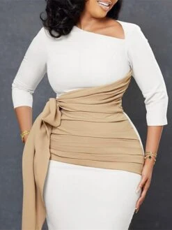 Women‘s Plus Size Curve Work Dress Color Block V Neck 3/4 Length Sleeve Spring Fall Work Elegant Knee Length Dress Work Work Dress Dress 11 Women‘s Plus Size Curve Work Dress Color Block V Neck 3/4 Length Sleeve Spring Fall Work Elegant Knee Length Dress Work Work Dress Dress -Casual Print Dress Sales mnyqeo1665655669852
