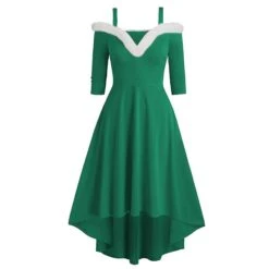 Women's Christmas Swing Dress Skater Dress Green Red Black Long Sleeve Pure Color Cold Shoulder Plus High Low Winter Fall V Neck Classic ModernFall Dress Slim 2022 S M L XL 2XL 3XL / Winter Dress -Casual Print Dress Sales moezij1665747075714